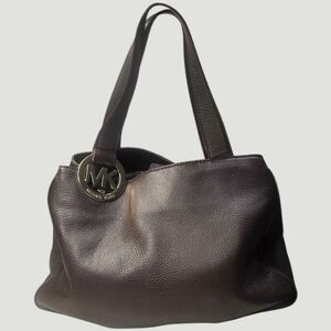 Michael Kors Fulton East West Chocolate Brown Pebbled Leather Shoulder Tote Bag